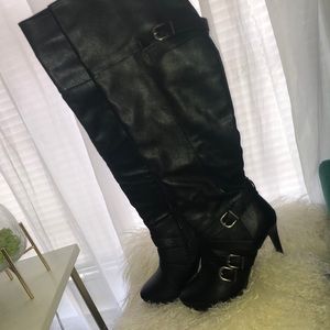 Platform knee height boots